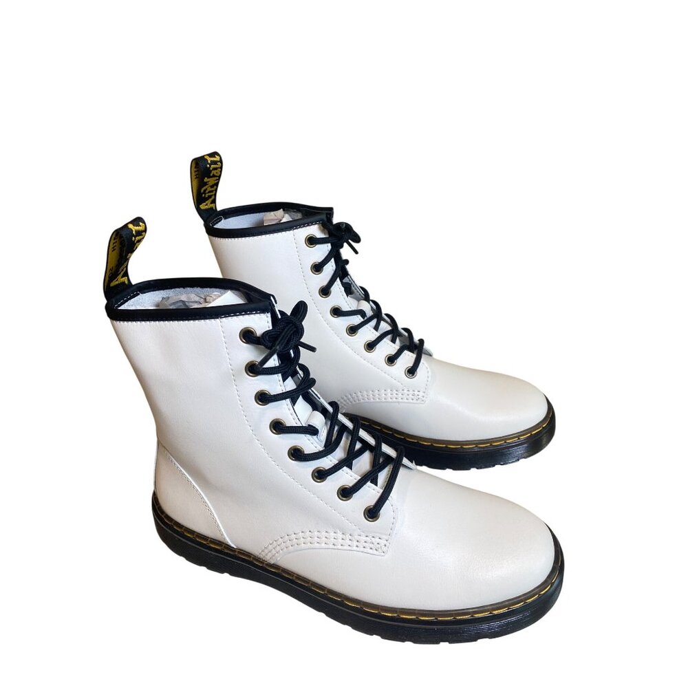 $170 NEW Dr. Doc Martens Women 10 Zavala Lace Up White Leather Combat Boots - Picture 8 of 11